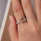 925 Sterling Silver & White Gold Plated Pavé CZ Ring