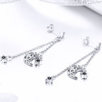 925 Sterling Silver Earrings with Plated Platinum and CZ - 4.4 x 1.0 cm for Women
