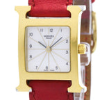 Hermès H Watch Gold Plated Leather Quartz Ladies Watch — HH1201-B