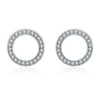 925 Sterling Silver Oxidized Pavé Setting CZ Earrings 1.1cm for Women
