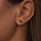 925 Sterling Silver Earrings with Pavé Setting CZ in Black Gold - Size 0.8*1.1cm for Women