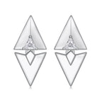 925 Sterling Silver Earrings with White Gold Plating and CZ