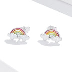 925 Sterling Silver Earrings with Enamel Process in Oxidized Silver for Women