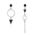925 Sterling Silver Oxidized Pavé Setting CZ Earrings