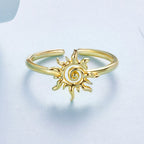 925 Sterling Silver Gold Plated Sun Ring