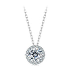 925 Sterling Silver Moissanite Necklace 40+5cm with Pavé Setting for Women