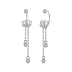 925 Sterling Silver Earrings with Pavé CZ in White Gold Plating - 3.1 x 0.7 cm for Women