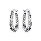 925 Sterling Silver Earrings 2.3*0.4cm Oxidized Silver for Women