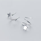 925 Sterling Silver Pentagram Earrings