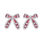 925 Sterling Silver Earrings with Enamel Process in White Gold Plating for Women