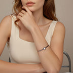 925 Sterling Silver White Gold Plated CZ Bracelet for Women - Size 17.0