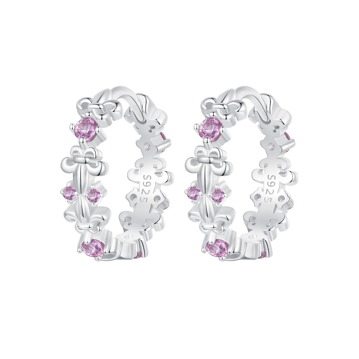 925 Sterling Silver Pavé CZ White Gold Plated Earrings for Women