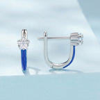 925 Sterling Silver Enamel Earrings with Pavé CZ for Women
