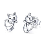 925 Sterling Silver Earrings with Pavé Setting in Oxidized Finish
