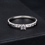 925 Sterling Silver Moissanite White Gold Plated Ring Size 6
