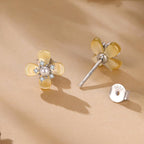 925 Sterling Silver White 0.85x0.85cm Nacre Synthetic Pearl CZ Earrings for Women
