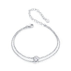 925 Sterling Silver Moissanite 1 Carat Bracelet for Women - White Gold Plated, 150+60mm