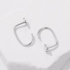 925 Silver White Gold Plated 1.4cm Brass Earrings for Women