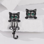 Brass & S925 Silver Earrings | 2.8*1.1cm | White Gold Plated with Pavé Setting CZ for Women