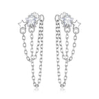 S925 Sterling Silver Pavé CZ Earrings, 0.9cm for Women