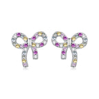 925 Sterling Silver White Gold Plated Pavé Setting CZ Earrings 1.0cm for Women