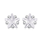 925 Sterling Silver White Gold Plated Earrings 0.5cm with CZ