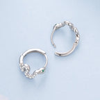 925 Sterling Silver Hoop Earrings with White Gold Plating and CZ Stones