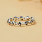 925 Sterling Silver Ring with Pavé Setting CZ - Size 6.0 - Oxidized Silver