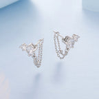 925 Sterling Silver White Gold Plated Pavé Setting CZ Earrings, 1.5cm for Women