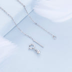 925 Sterling Silver Adjustable Moonstone Necklace with CZ Accents for Women