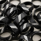 LIAM 8mm Flat Black Satin Tungsten Carbide Wedding Band with Diagonal Diamonds in Stainless Steel