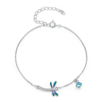 925 Sterling Silver 16.5cm+5cm Enamel Dragonfly Bracelet for Women