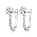 925 Sterling Silver Earrings with Pavé Setting CZ, Platinum Plated, 16x5.5mm for Women