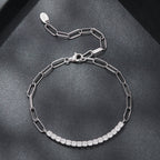 925 Sterling Silver + Moissanite White Gold 21cm Bracelet for Women