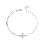 925 Sterling Silver White Gold Plated Bracelet with CZ Pendant 200mm for Women
