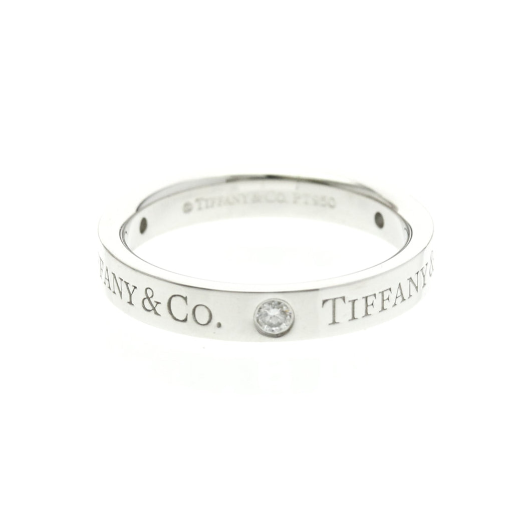Tiffany & Co. Flat Band Ring — Platinum, Three Diamonds, No Filler