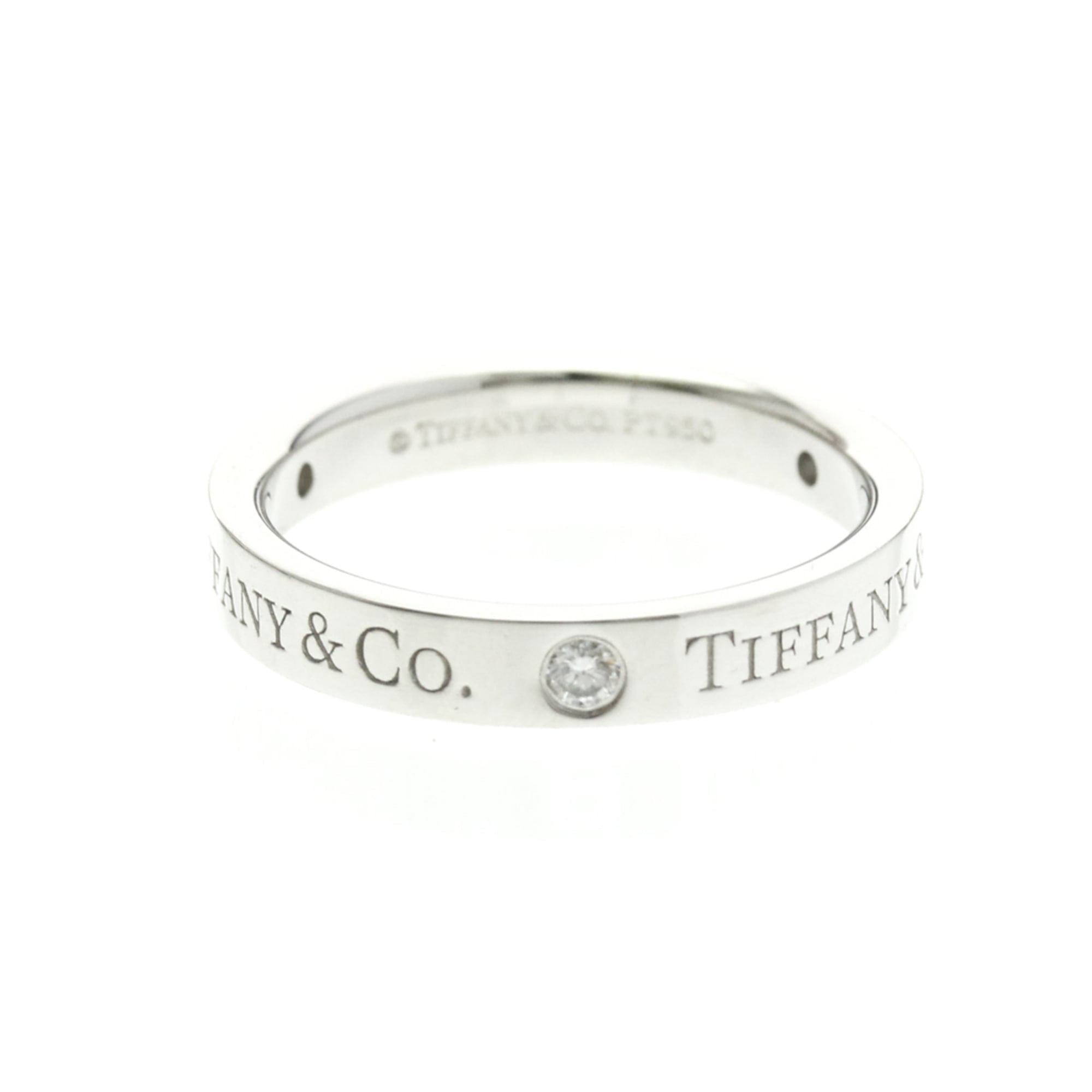 Tiffany & Co. Flat Band Ring — Platinum, Three Diamonds, No Filler
