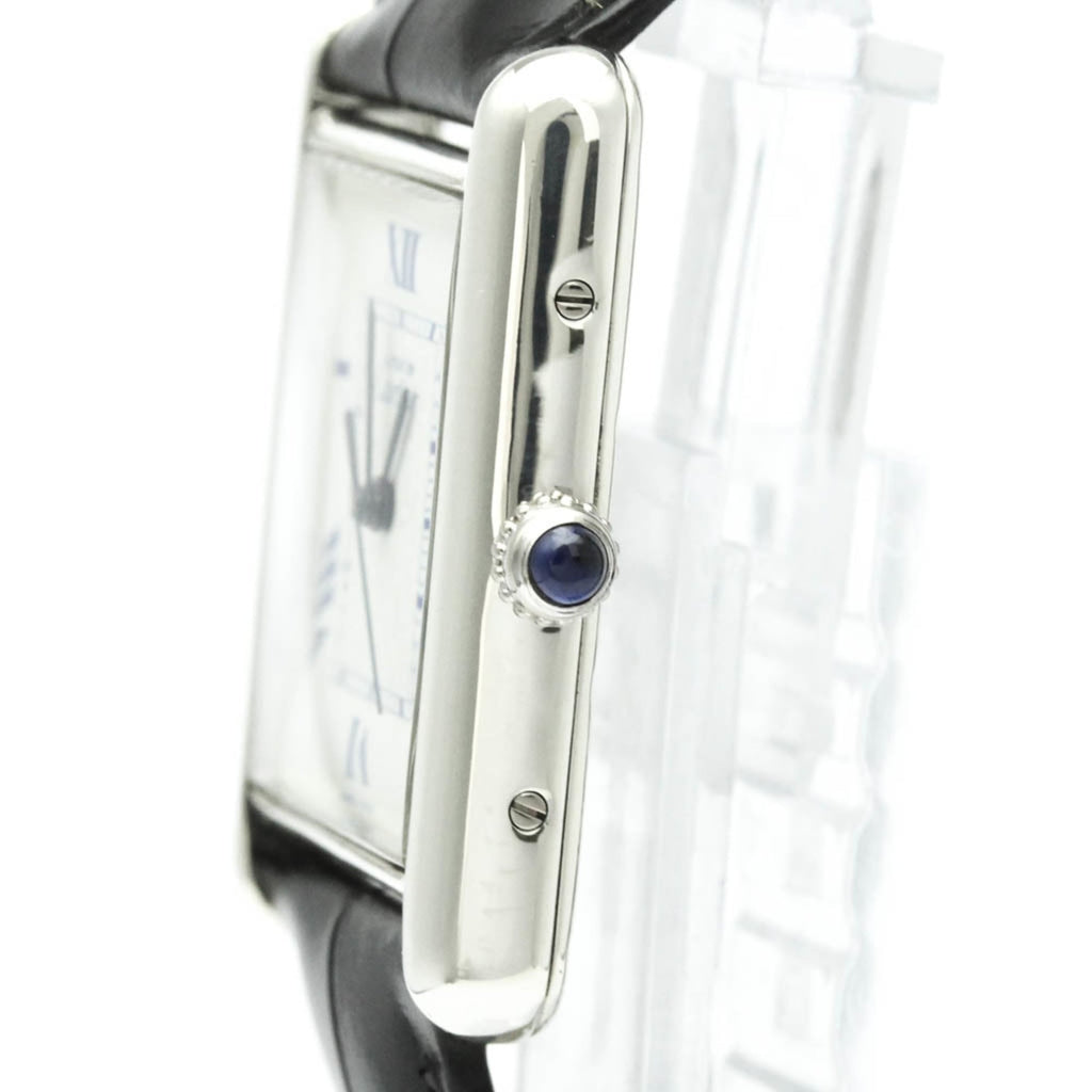 Cartier Must Tank Steel & Leather Quartz Mens Watch — W1014154