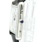 Cartier Must Tank Steel & Leather Quartz Mens Watch — W1014154
