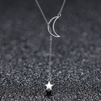 925 Sterling Silver Necklace 47cm with Moon Pendant for Women