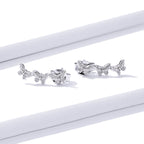 925 Sterling Silver Earrings - 1.4x0.5 cm - Platinum Plated for Women