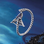 925 Sterling Silver Oxidized Glass Ring