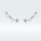 925 Sterling Silver Earrings with Plated Platinum and Pavé Setting CZ