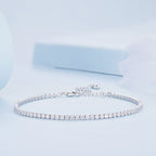 925 Sterling Silver Pavé Setting Bracelet with CZ for Women - Adjustable 18+5cm