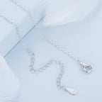 925 Sterling Silver Necklace with CZ & Enamel - 40+5cm Length, Fishtail Design for Women