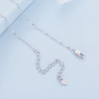 925 Sterling Silver Necklace with Pavé Setting CZ and Transparent Glass, 450mm for Women