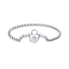 925 Sterling Silver Bracelet with CZ in Pavé Setting, 17.0 Size, Platinum Plated for Women