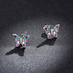 925 Sterling Silver Earrings with Pavé Setting CZ and Oxidized Silver