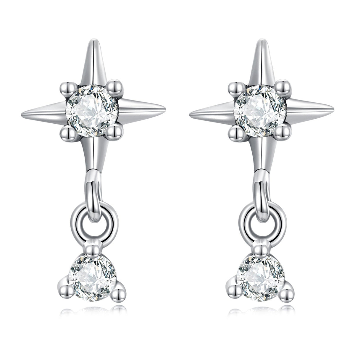 925 Sterling Silver Earrings with Pavé Setting CZ, 1.4*0.8cm for Women