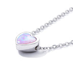 925 Sterling Silver and Platinum Plated Translucent Opal Necklace, 43.5cm Adjustable Chain, for Women